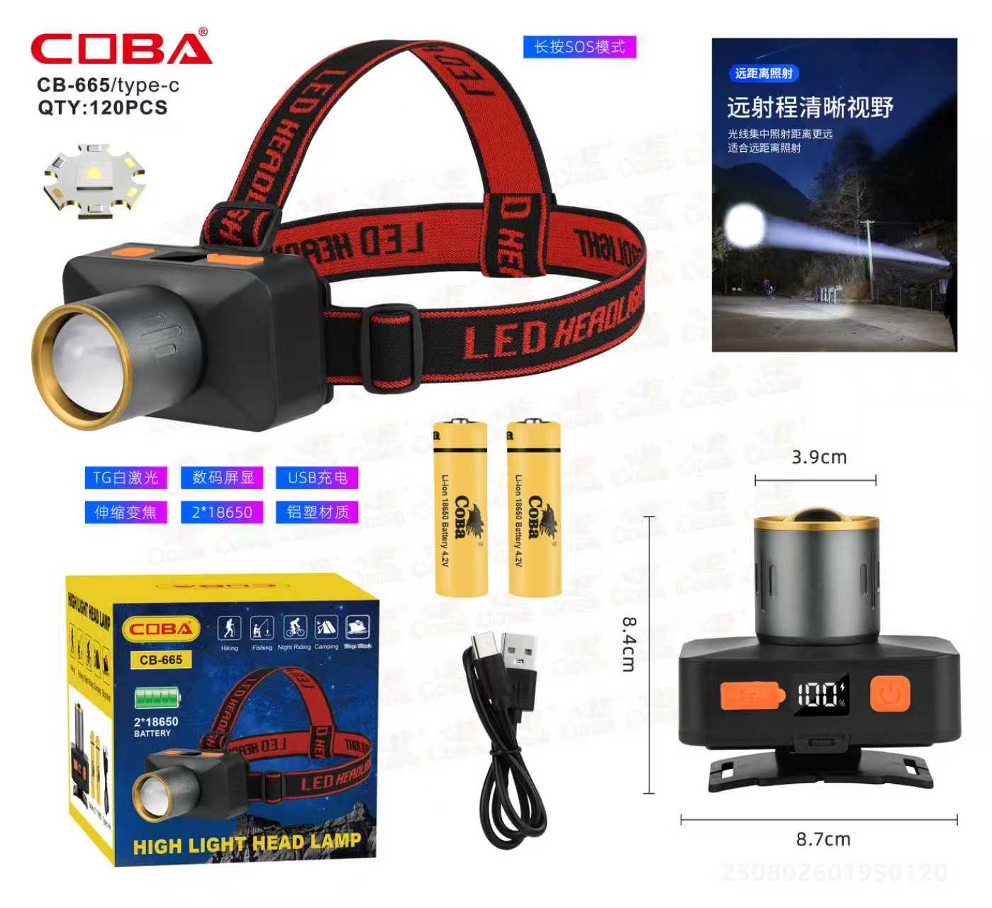 Lanterna de cap COBA CB-665-TG